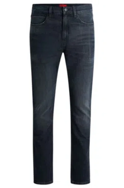 Hugo Slim-fit Jeans In Stretch Denim With Used Effects In Dark Grey