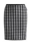 Hugo Boss Slim-fit Mini Skirt In A Houndstooth Cotton Blend In Patterned