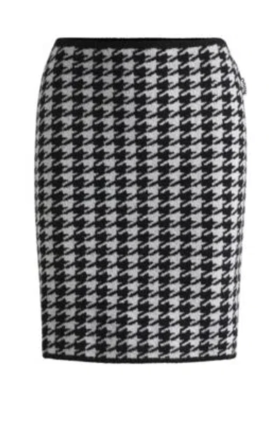 Hugo Slim-fit Mini Skirt In A Houndstooth Cotton Blend In Patterned