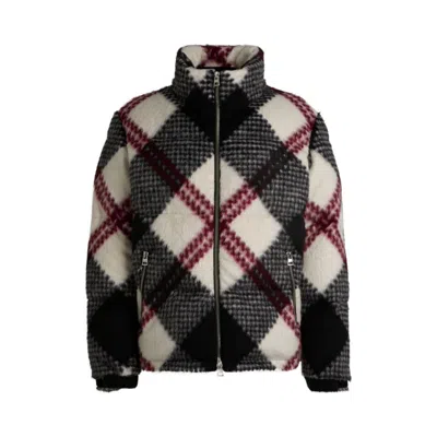 Hugo Boss Slim-fit Puffer Jacket With Check Pattern In Patterned