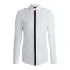 Hugo Boss Slim-fit Shirt In Cotton Poplin With Placket Trim In White