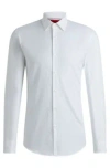 Hugo Boss Slim-fit Shirt In Logo-chain Cotton Jacquard In White