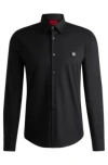 HUGO SLIM-FIT SHIRT IN STRETCH COTTON WITH STACKED LOGO