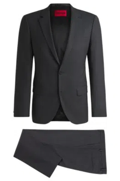 Hugo Boss Slim-fit Suit In Melange Stretch Sharkskin Cloth In Grey