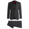 Hugo Boss Slim-fit Suit In Melange Stretch Sharkskin Cloth In Grey