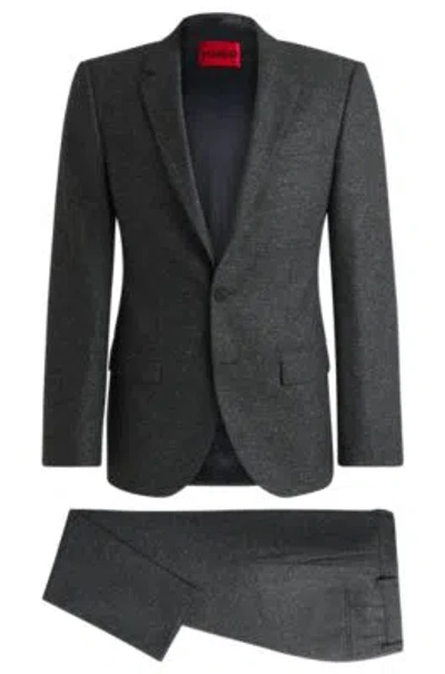 Hugo Boss Slim-fit Suit In Micro-patterned Wool In Light Grey