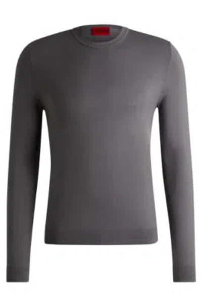 Hugo Boss Slim-fit Sweater With Crew Neck In Soft Yarns In Light Grey