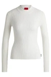 Hugo Boss Slim-fit Sweater With Irregular Ribbed Structure In White
