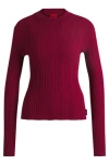 Hugo Boss Slim-fit Sweater With Irregular Ribbed Structure In Red