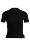 Hugo Slim-fit Sweater With Irregular Ribbed Structure In Black