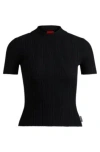 Hugo Boss Slim-fit Sweater With Irregular Ribbed Structure In Black