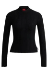 Hugo Boss Slim-fit Sweater With Irregular Ribbed Structure In Black