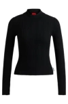 Hugo Boss Slim-fit Sweater With Irregular Ribbed Structure In Black