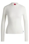 Hugo Boss Slim-fit Sweater With Irregular Ribbed Structure In White