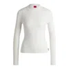 Hugo Boss Slim-fit Sweater With Irregular Ribbed Structure In White