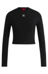 Hugo Boss Slim-fit Top With Stacked Logo In Black