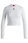 Hugo Boss Cotton-blend Slim-fit Top With Stacked Logo In White