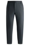 Hugo Boss Slim-fit Trousers In Patterned Stretch Twill In Light Grey
