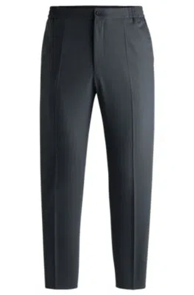 Hugo Slim-fit Trousers In Patterned Stretch Twill In Light Grey