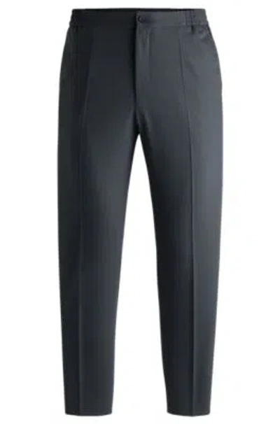 Hugo Boss Slim-fit Trousers In Patterned Stretch Twill In Light Grey