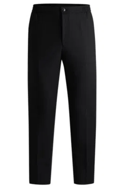 Hugo Boss Slim-fit Trousers In Performance-stretch Cloth In Black