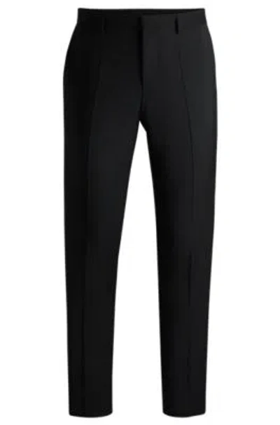 Hugo Boss Slim-fit Trousers In Performance-stretch Wool In Black