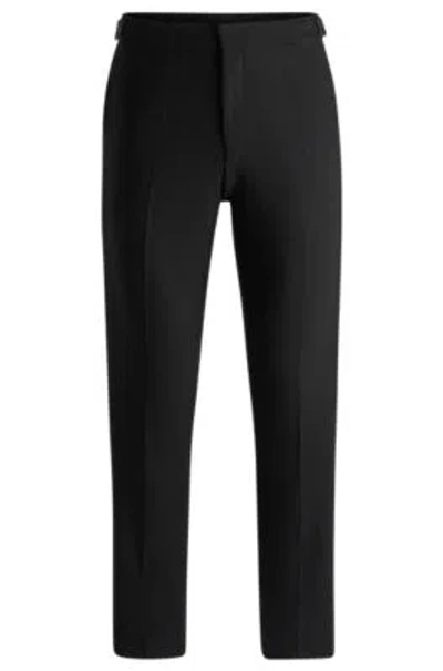 Hugo Boss Slim-fit Trousers In Performance-stretch Wool In Black