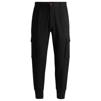 Hugo Slim-fit Trousers In Stretch Gabardine In Black