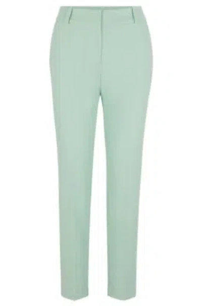 Hugo Slim-fit Trousers With Slit Hems In Light Green
