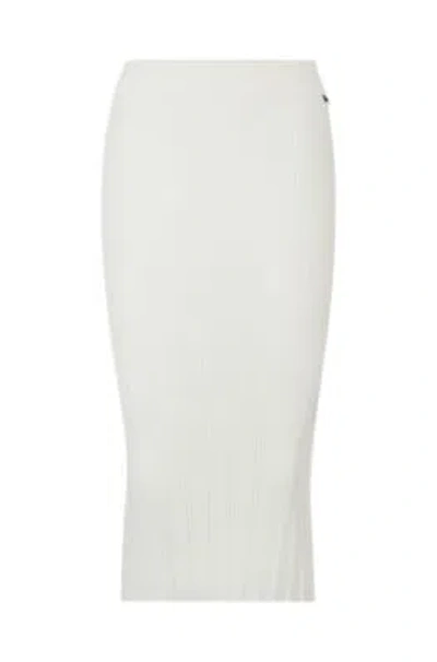 Hugo Slim-fit Tube Skirt With Irregular Ribbed Structure In White