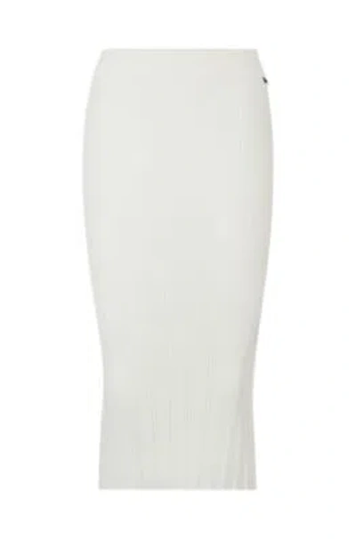 Hugo Boss Slim-fit Tube Skirt With Irregular Ribbed Structure In White
