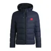 Hugo Boss Slim-fit Water-repellent Puffer Jacket With Logo Trim In Blue