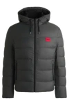 Hugo Boss Slim-fit Water-repellent Puffer Jacket With Logo Trim In Grey