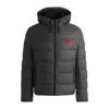 Hugo Boss Slim-fit Water-repellent Puffer Jacket With Logo Trim In Grey