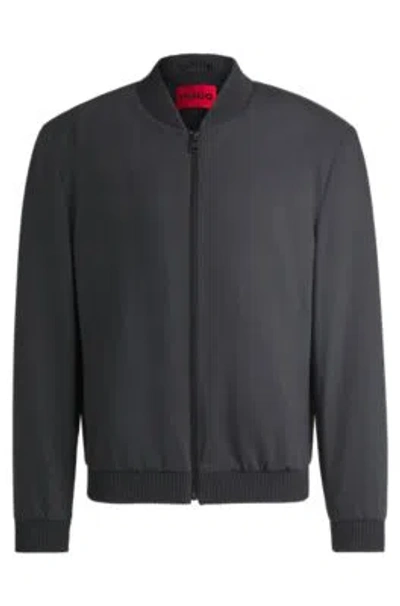 Hugo Boss Slim-fit Zip-up Jacket In Patterned Stretch Twill In Light Grey