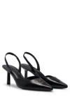 HUGO SLINGBACK PUMPS IN NAPPA LEATHER WITH DEBOSSED LOGO