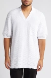 HUGO HUGO SPATO COTTON JACQUARD SWEATER POLO