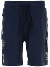 Hugo Boss Bermuda Cotton Elastic Waistband Shorts In Blue