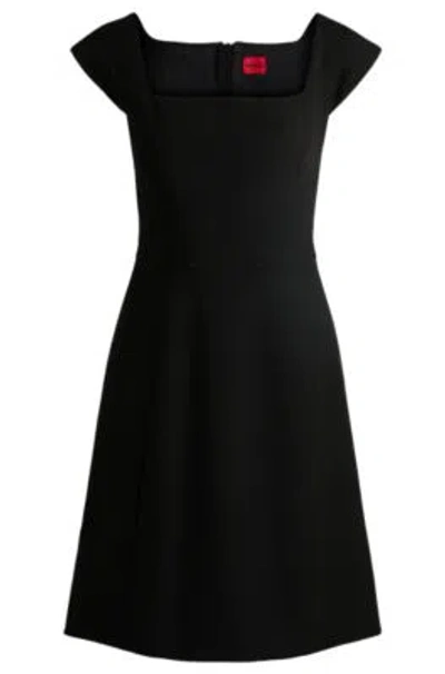Hugo Boss Square-neck Dress In Stretch Fabric In Black