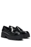 Hugo Boss Stacked-logo Loafers In Leather With Chunky Sole In Black