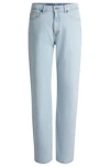 Hugo Boss Straight-fit Jeans In Light-blue Stretch Denim In Turquoise