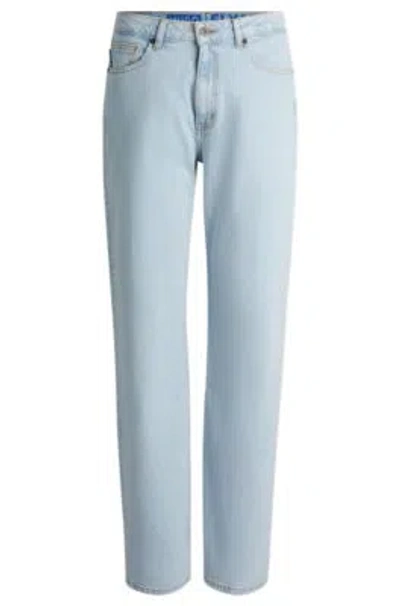 Hugo Straight-fit Jeans In Light-blue Stretch Denim In Turquoise