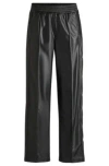 Hugo Boss Straight-leg Trousers In Faux Leather With Press-studs In Black
