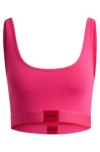Hugo Boss Stretch-cotton Bralette With Red Logo Label In Pink
