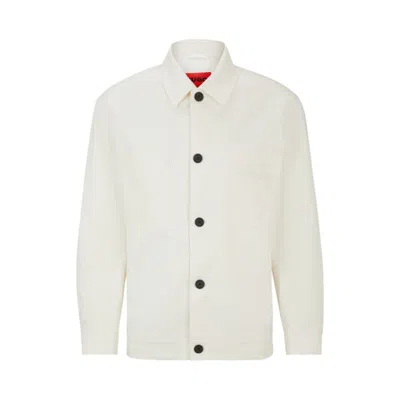 Hugo Boss Stretch-cotton Button-up Jacket With Double Chest Pocket In White