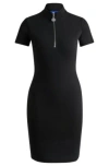 Hugo Boss Stretch-cotton Dress With Logo Zip Puller In Black