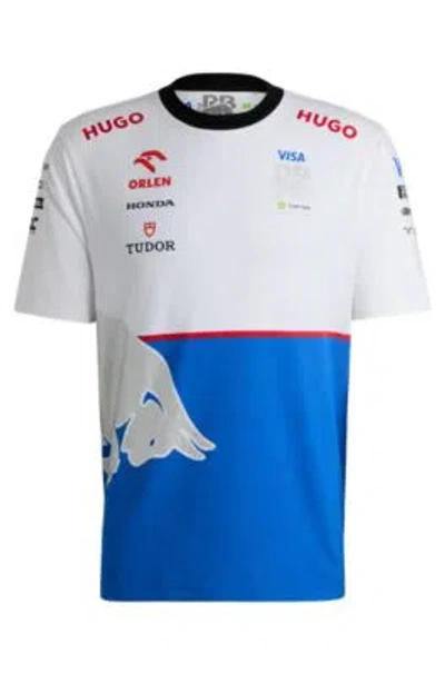 Hugo Stretch-cotton Fanwear T-shirt With Special Branding In White