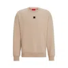 Hugo Stretch-cotton Regular-fit Sweatshirt With Stacked Logo In Beige