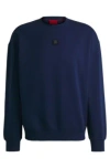 Hugo Stretch-cotton Regular-fit Sweatshirt With Stacked Logo In Dark Blue