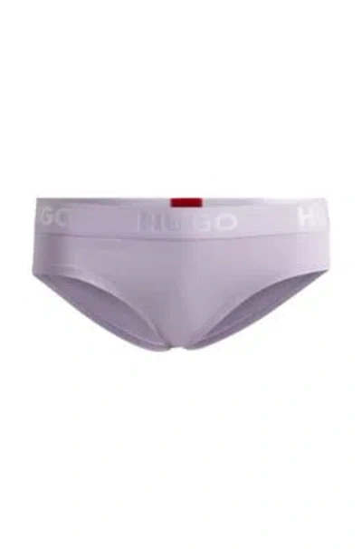 Hugo Stretch-cotton Regular-rise Briefs With Logo Waistband In Light Purple